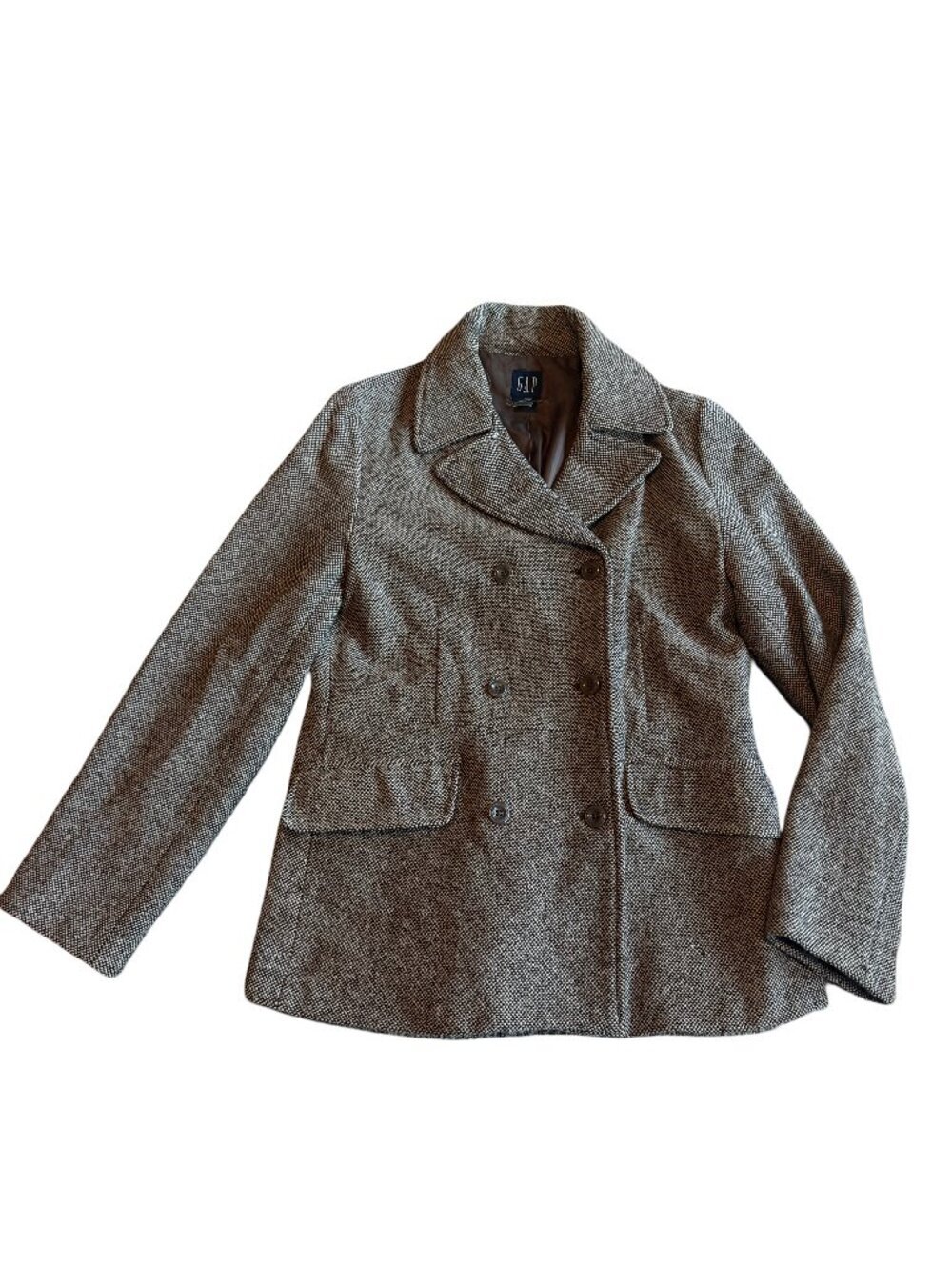 Gap Vintage Double-Breasted Button-Down Jacket Coat Wool Blend Tweed Size Large